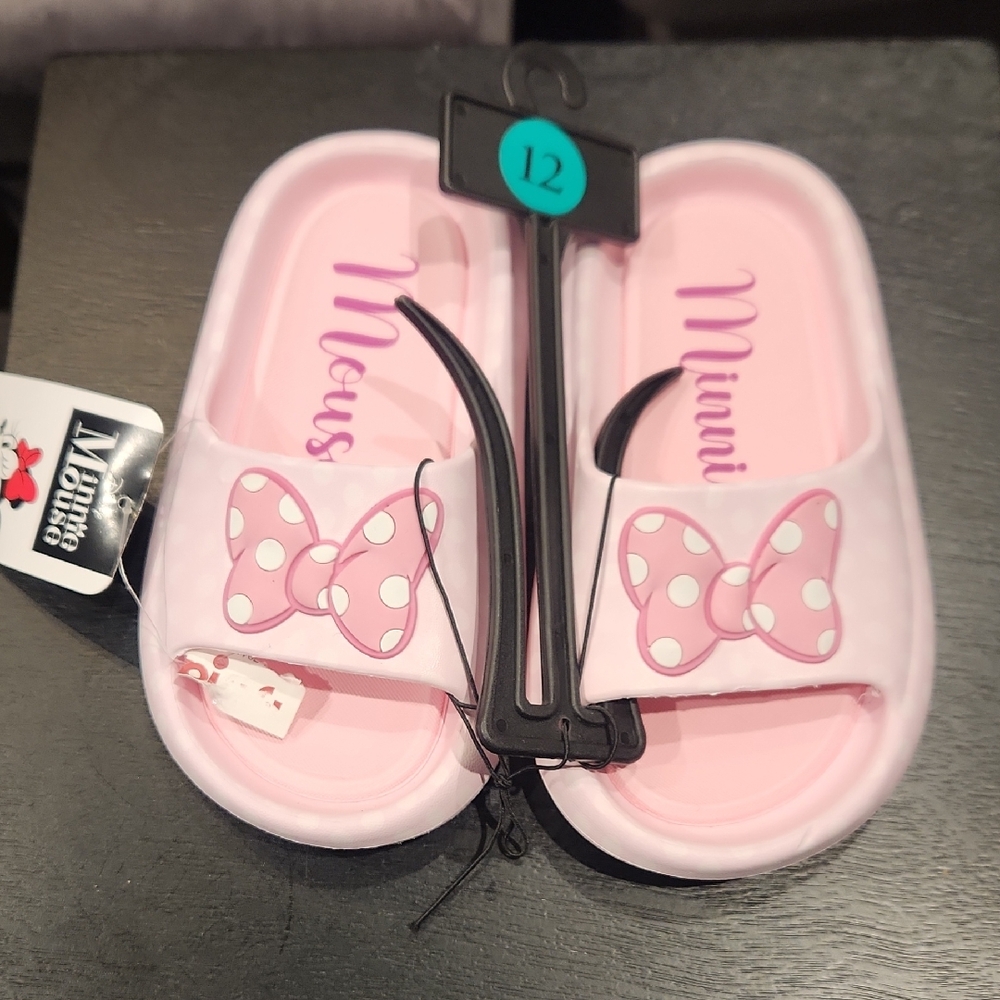 New Disney Minnie Mouse Pink Kids Sandals Sz 12